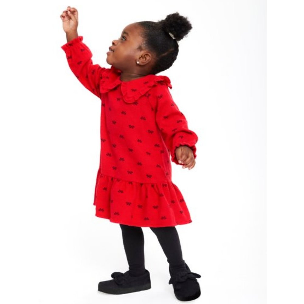 Baby/Toddler Girl RED Dress and Black Tights Outfit 2-Piece Set Size 18 months